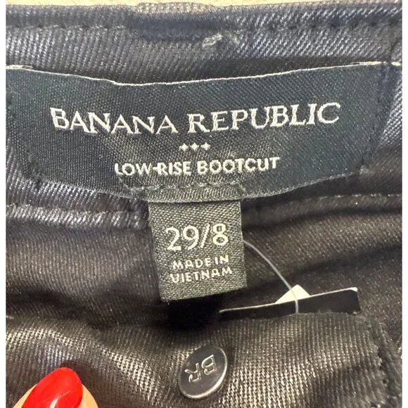 NWT Banana Republic Women's Low-Rise Bootcut Black Shiny Jeans Size 29/8 - Picture 3 of 12
